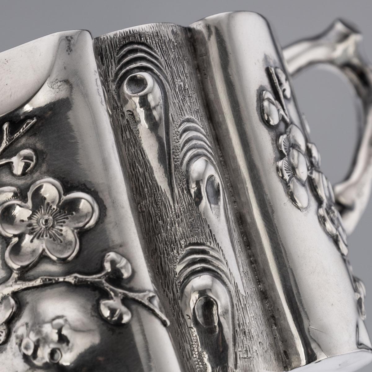 20th Century Chinese Export Solid Silver Four Piece Tea Set, Singfat, c.1900 For Sale 5