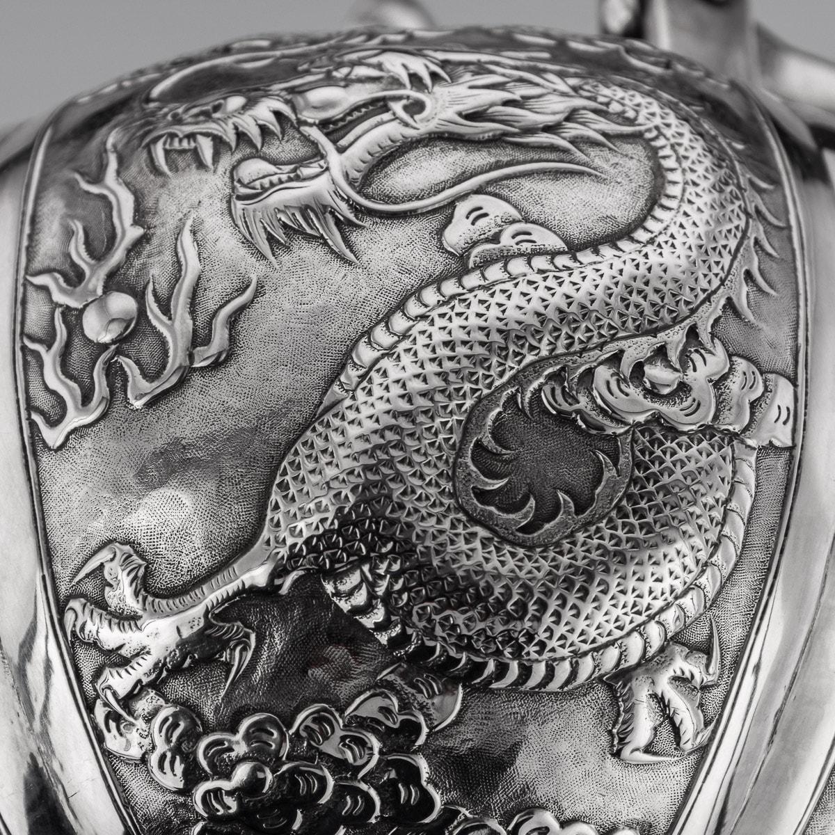 20th Century Chinese Export Solid Silver Kettle On Stand, Sun Shing, circa 1900 For Sale 11