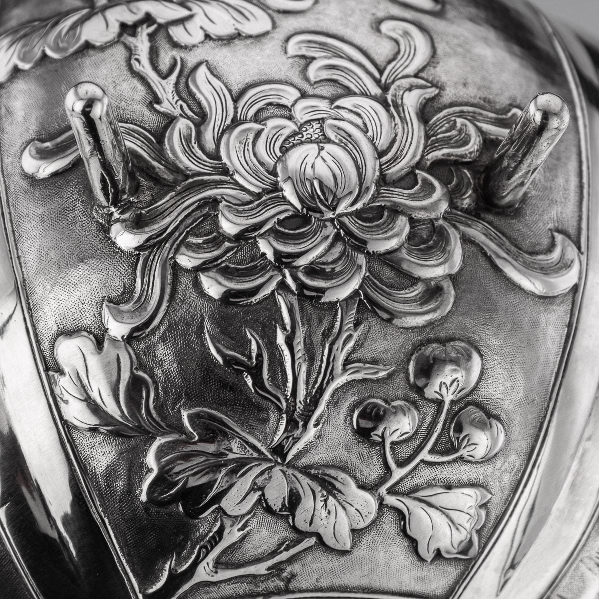20th Century Chinese Export Solid Silver Kettle On Stand, Sun Shing, circa 1900 For Sale 13
