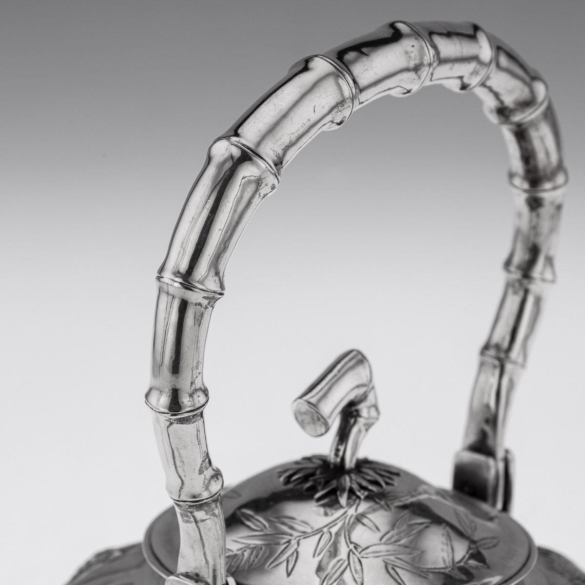 20th Century Chinese Export Solid Silver Kettle On Stand, Sun Shing, circa 1900 For Sale 1
