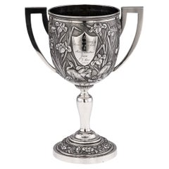 20th Century Chinese Export Solid Silver Trophy Cup, Woshing, Shanghai c.1900