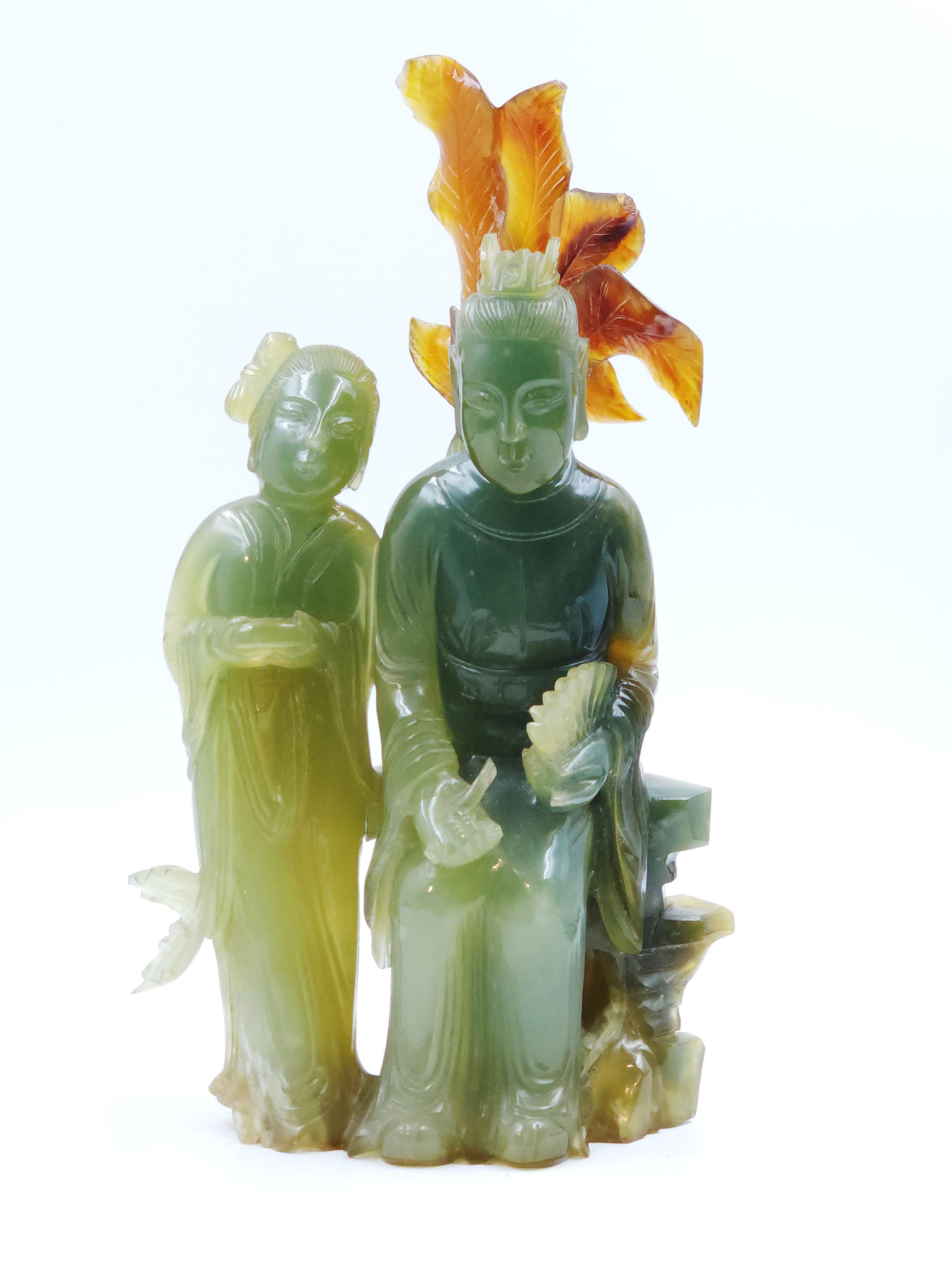 Other Chinese figure of 20th century characters in emerald root For Sale