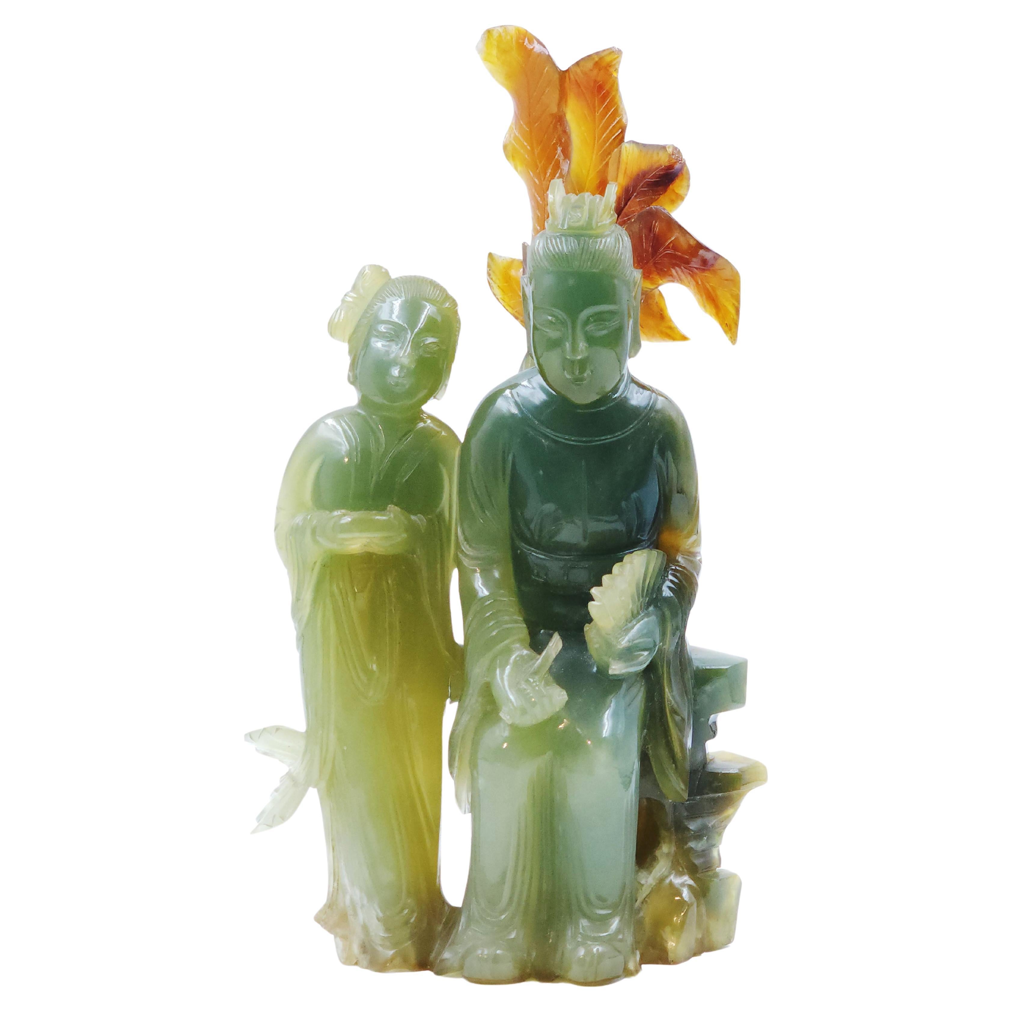 Chinese figure of 20th century characters in emerald root For Sale