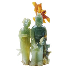 Vintage Chinese figure of 20th century characters in emerald root
