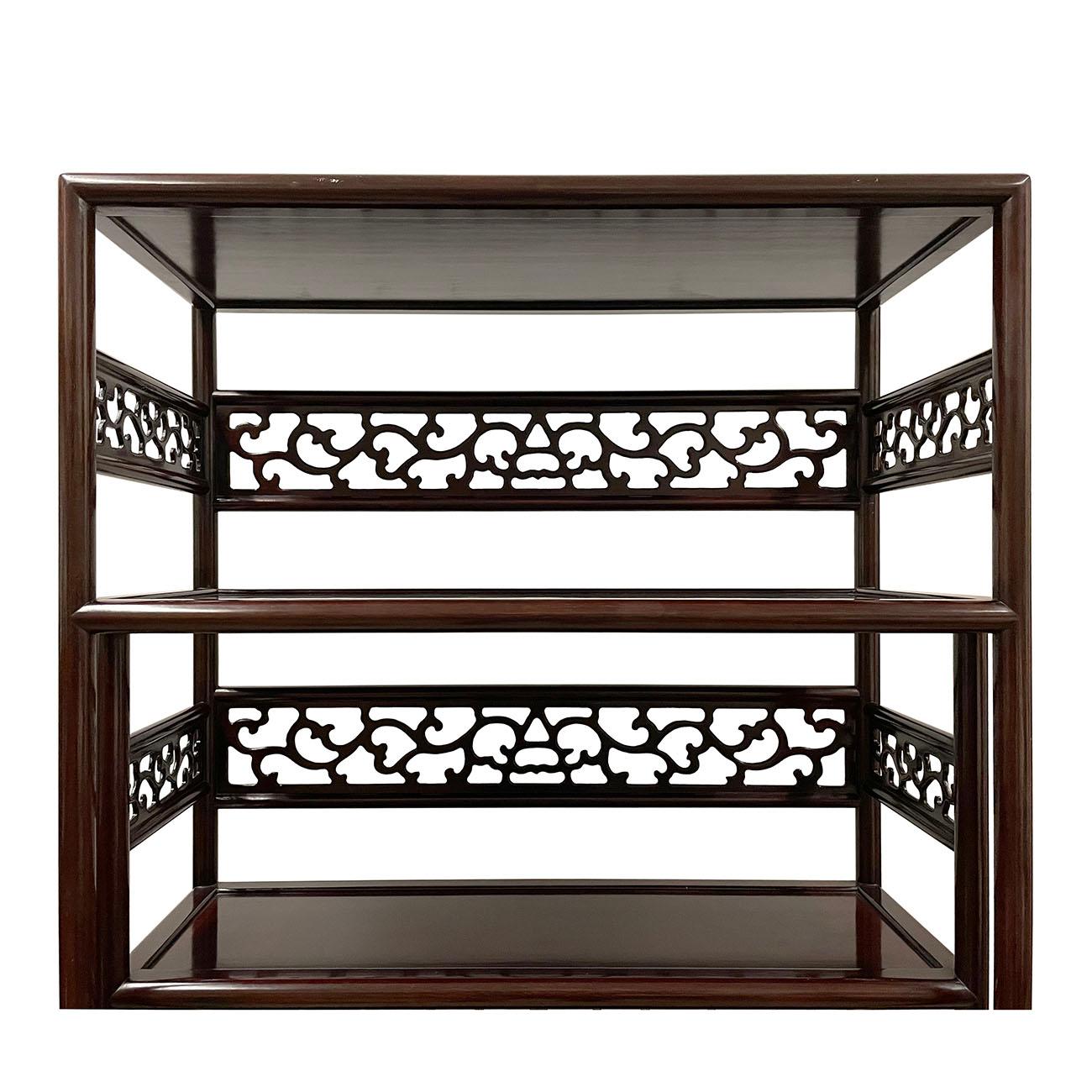 20th Century Chinese Hand Carved Hardwood Book Shelf/Display Cabinet For Sale 1