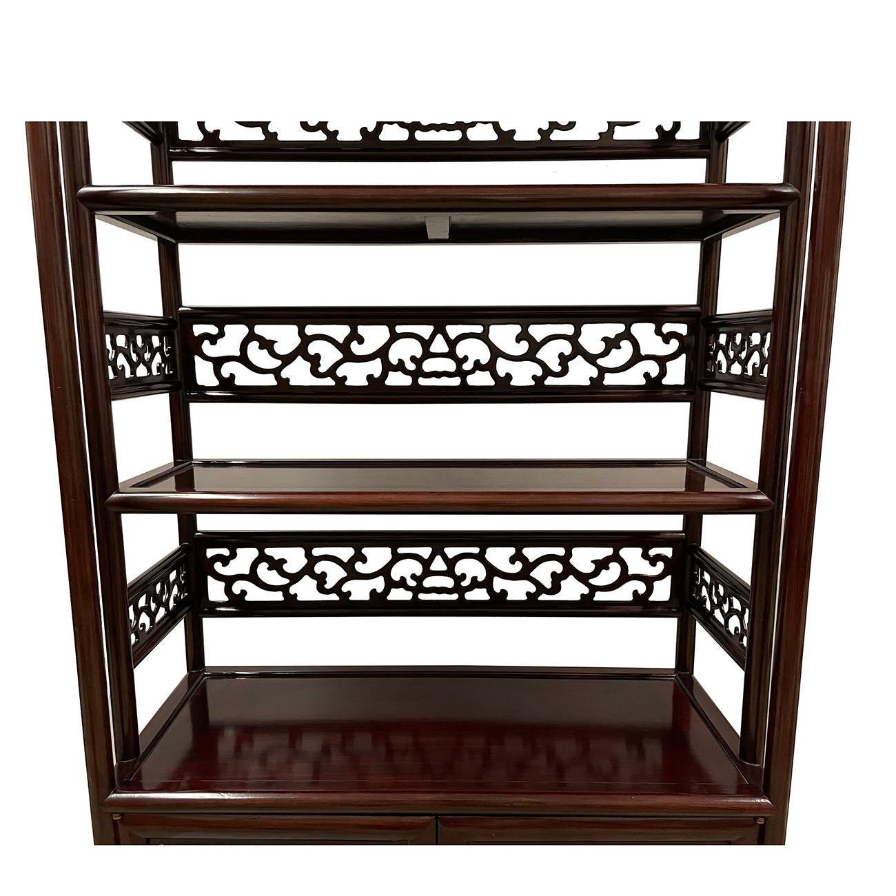 20th Century Chinese Hand Carved Hardwood Book Shelf/Display Cabinet For Sale 2