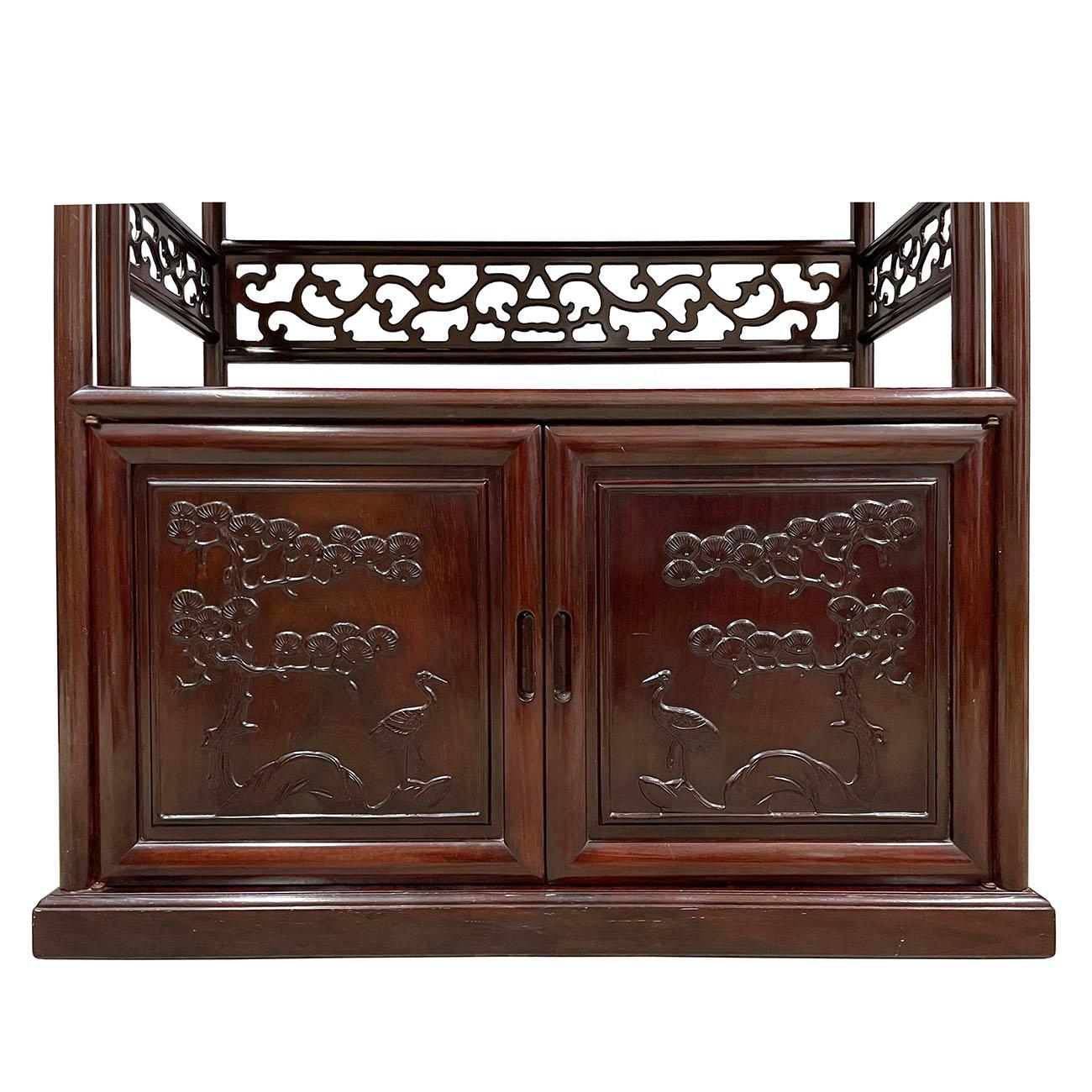 20th Century Chinese Hand Carved Hardwood Book Shelf/Display Cabinet For Sale 3