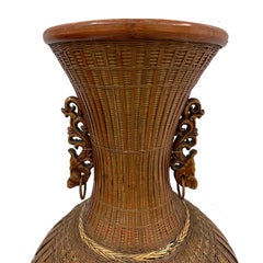 20th Century Chinese Hand-Woven Bamboo Vase
