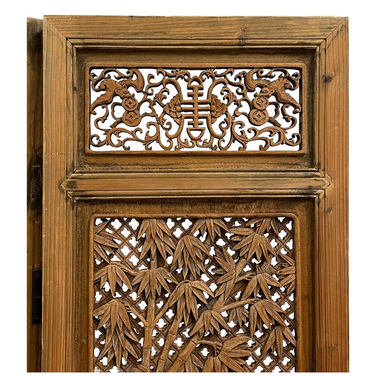 20th Century Chinese Handcrafted 4 Panels Camphor Wood Screen/Room Divider For Sale 7