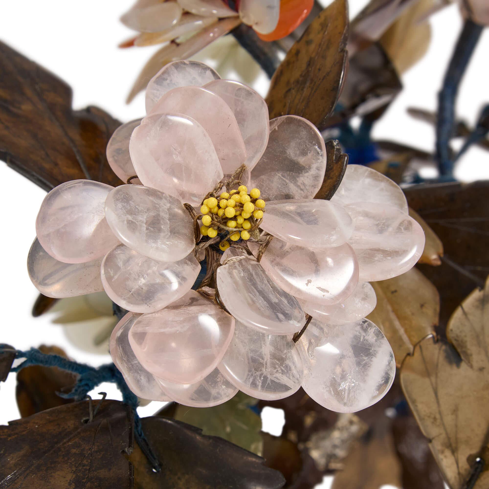 20th Century Chinese Hardstone Flowering Tree in a Cloisonné Planter In Good Condition For Sale In London, GB