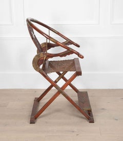 20th Century Chinese Huanghuali Folding Horseshoe Back Chair