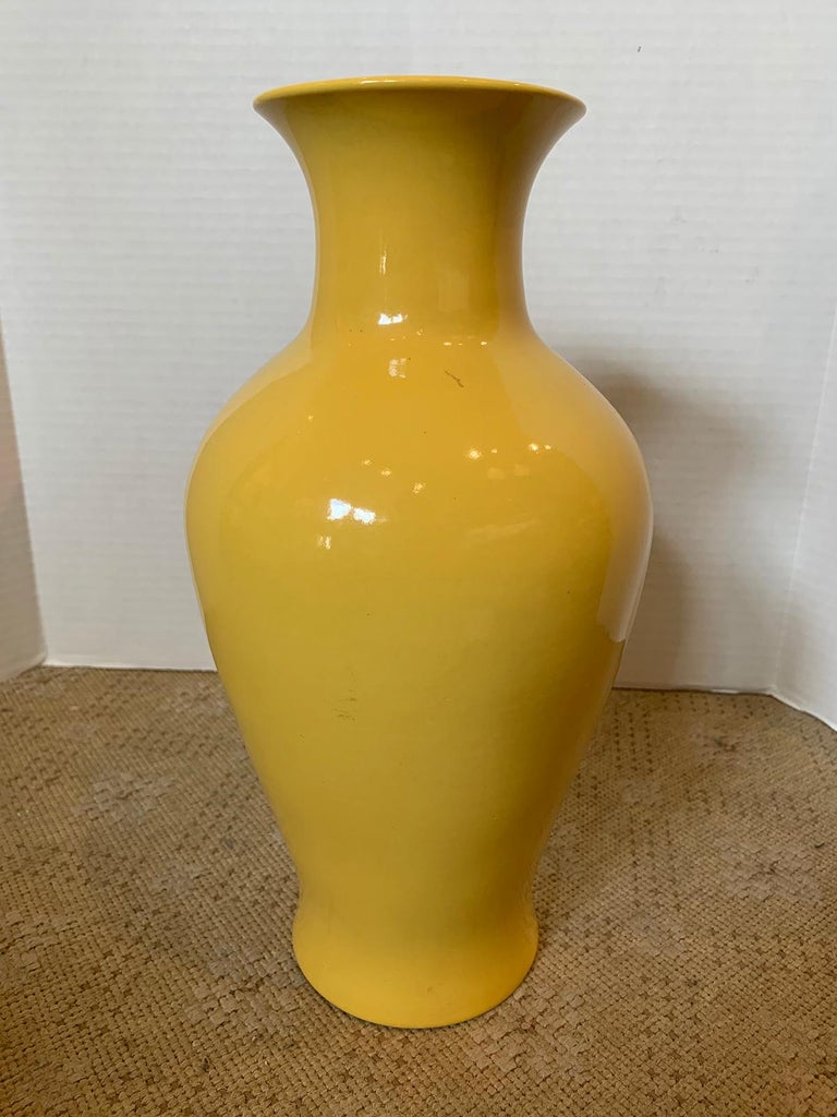 20th Century Chinese Imperial Style Yellow Monochrome Baluster Vase