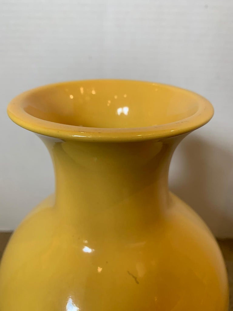 20th Century Chinese Imperial Style Yellow Monochrome Baluster Vase