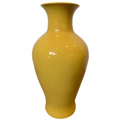 20th Century Chinese Imperial Style Yellow Monochrome Baluster Vase, Marked F-94