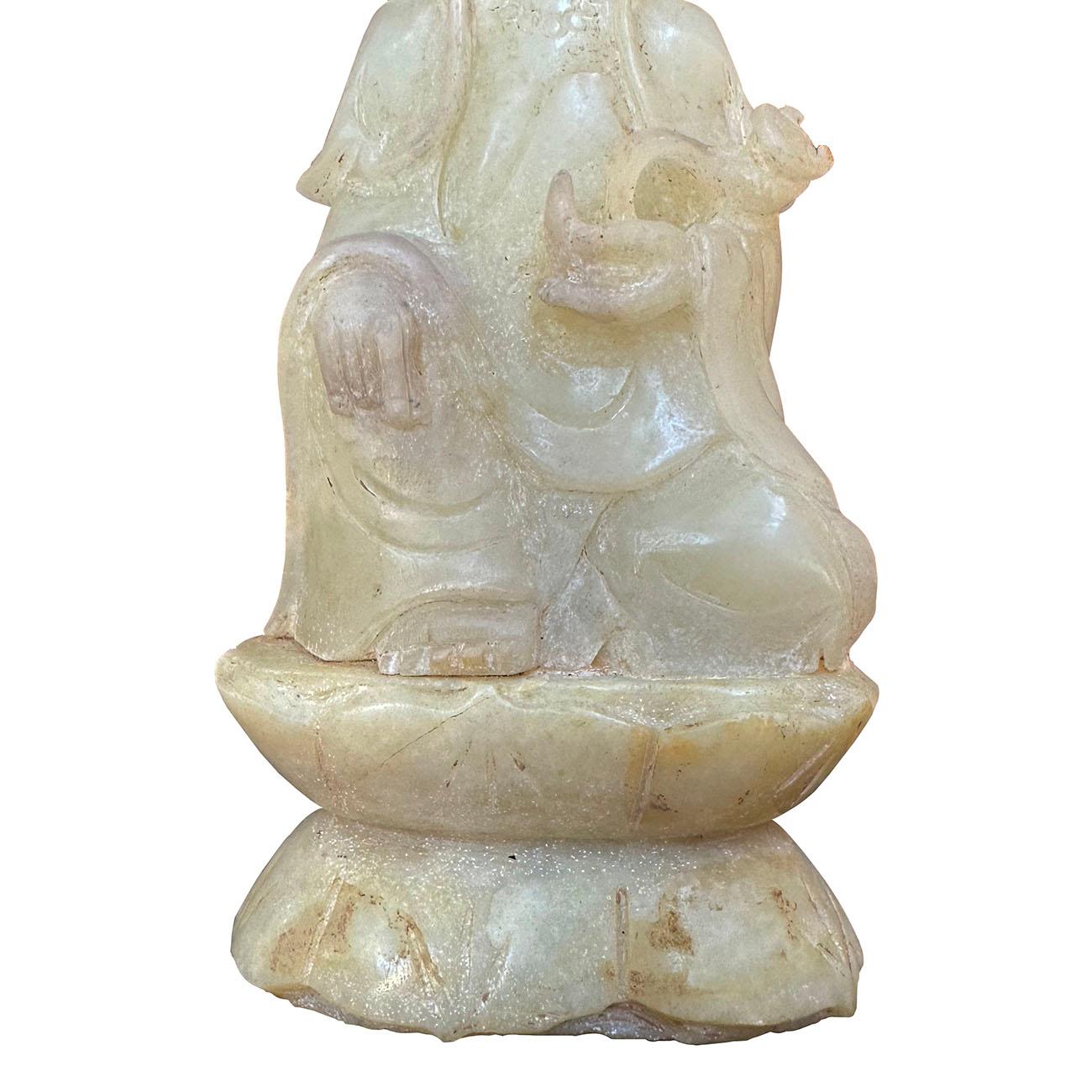 Chinese Export 20th Century Chinese Jade Carved Kwan Yin Bodhisattva statuary