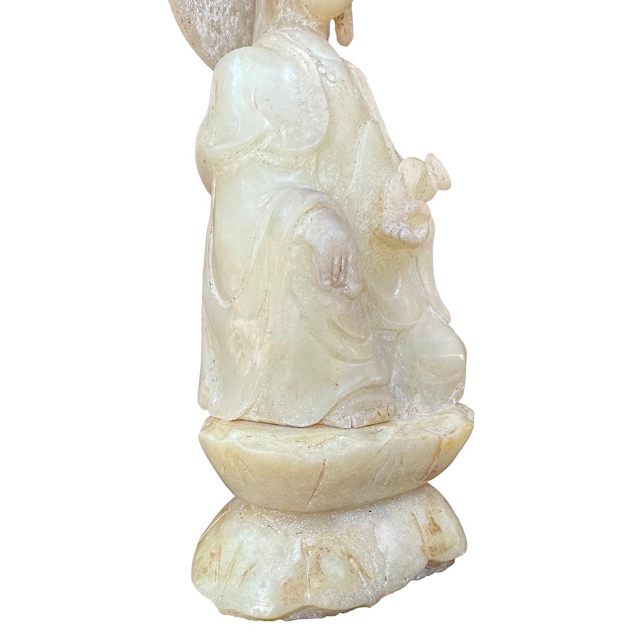 20th Century Chinese Jade Carved Kwan Yin Bodhisattva statuary 1