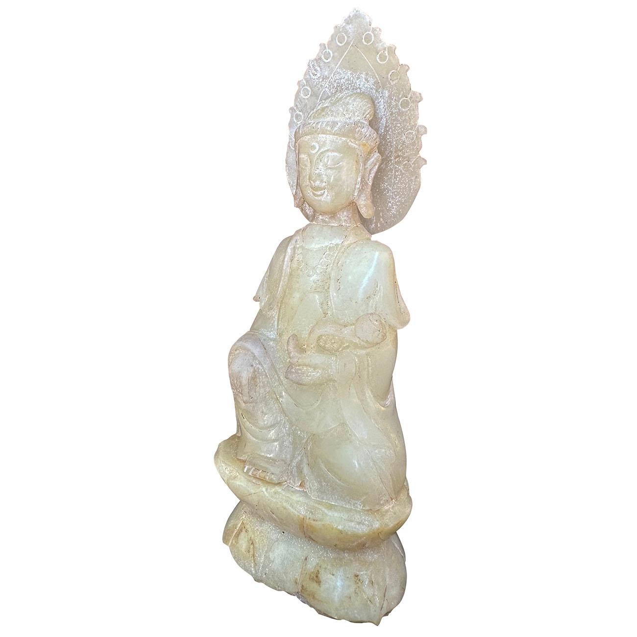 20th Century Chinese Jade Carved Kwan Yin Bodhisattva statuary 2