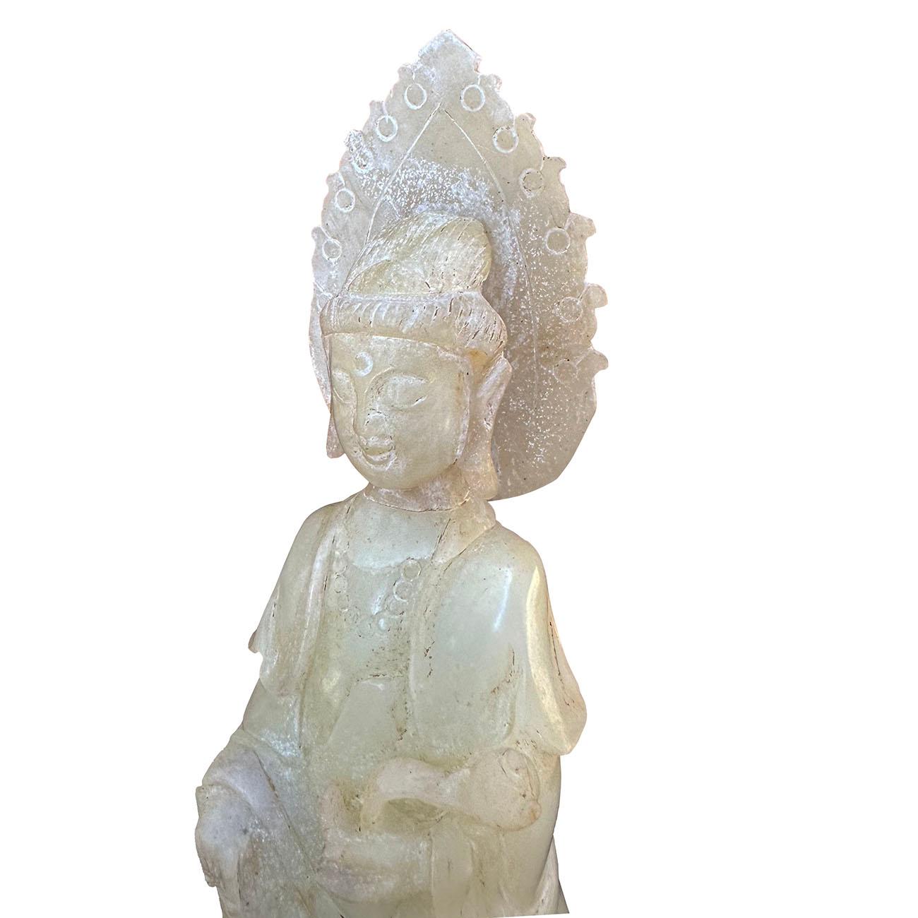 20th Century Chinese Jade Carved Kwan Yin Bodhisattva statuary 3