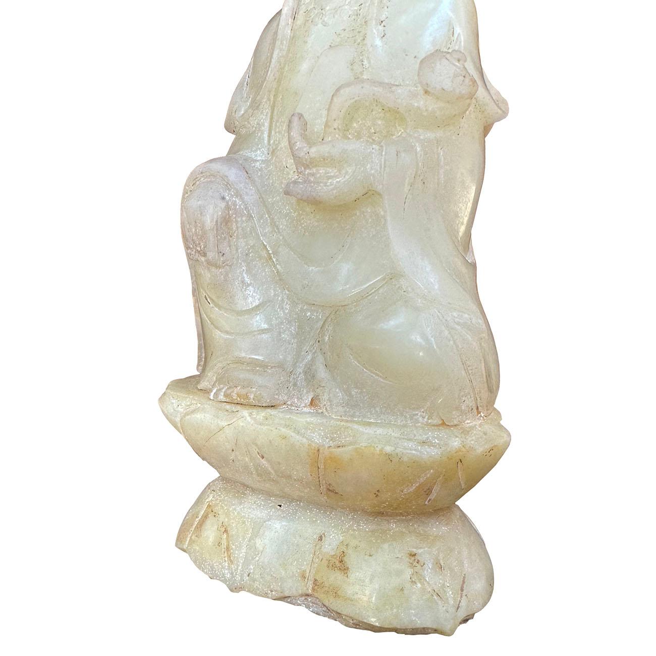 20th Century Chinese Jade Carved Kwan Yin Bodhisattva statuary 4