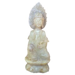 Vintage 20th Century Chinese Jade Carved Kwan Yin Bodhisattva statuary