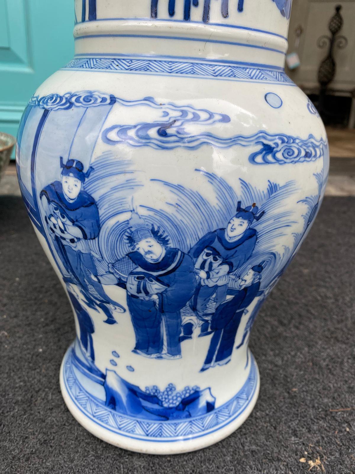 20th Century Chinese Kangxi Style Blue & White Gu Form Vase, Six Character Mark For Sale 7