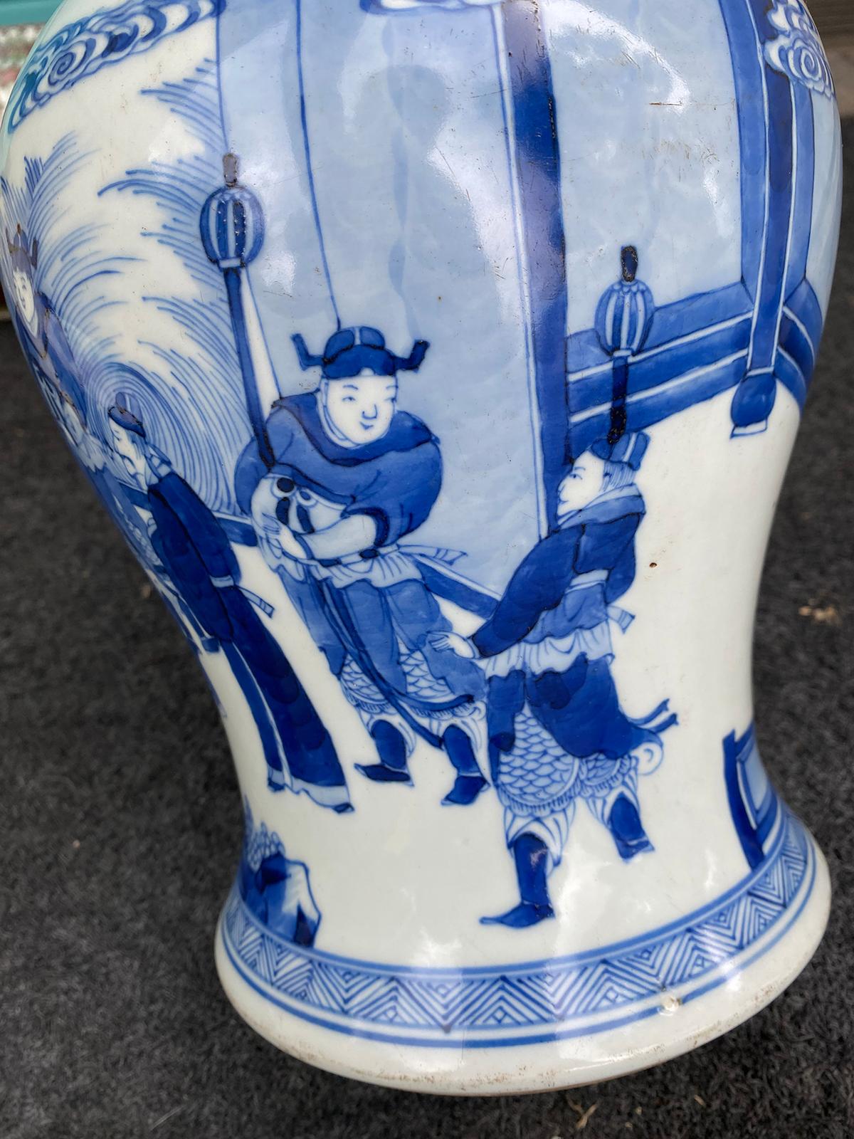 20th Century Chinese Kangxi Style Blue & White Gu Form Vase, Six Character Mark For Sale 9
