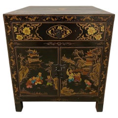 20th Century Chinese Lacquer Painted Night Stand/End Table