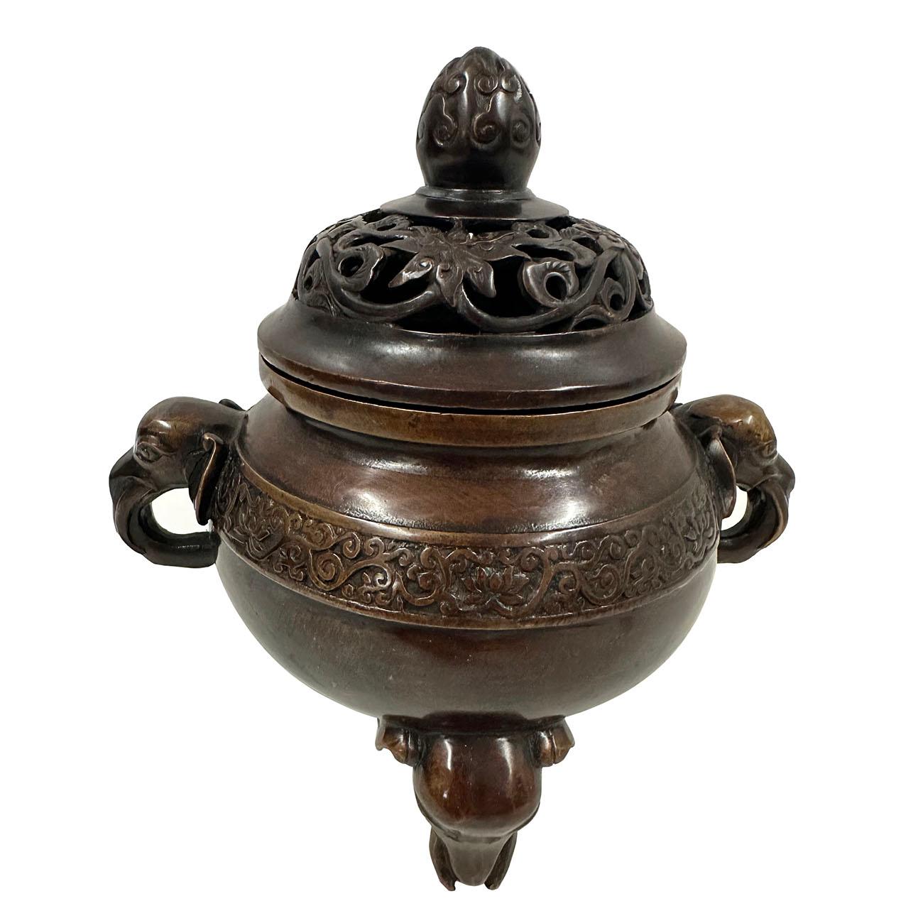 20th Century Chinese Ming Style Bronze Incense Burner 5