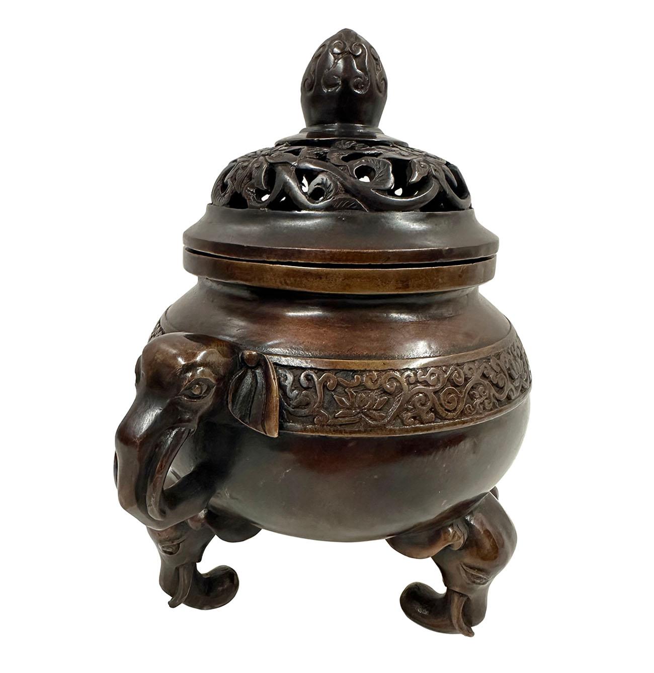Carved 20th Century Chinese Ming Style Bronze Incense Burner