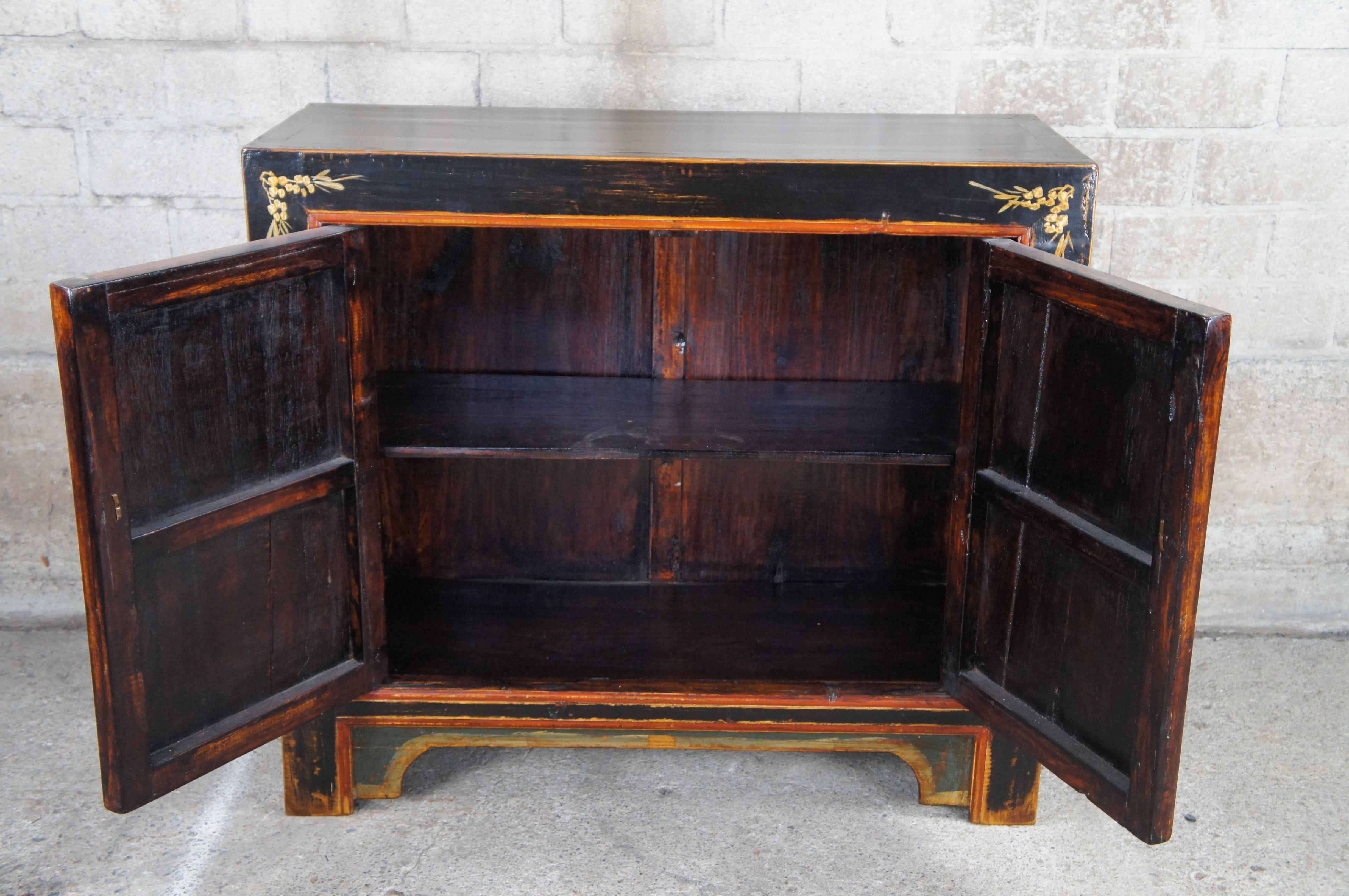 20th Century Chinese Ming Style Lacquered & Painted Elm Chest Entry Hall Console 5