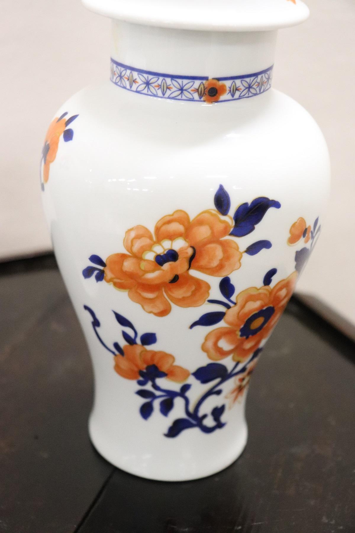 Mid-20th Century 20th Century Chinese Pair of Vase in Porcelain with Floral Motifs For Sale