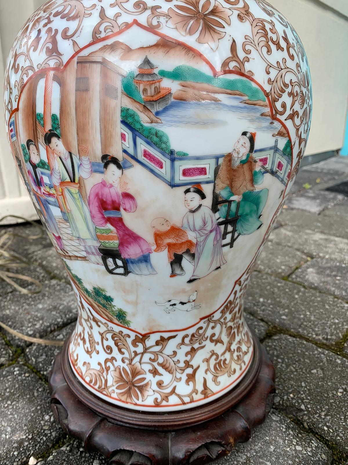 20th Century Chinese Porcelain Lidded Ginger Jar as Lamp 7