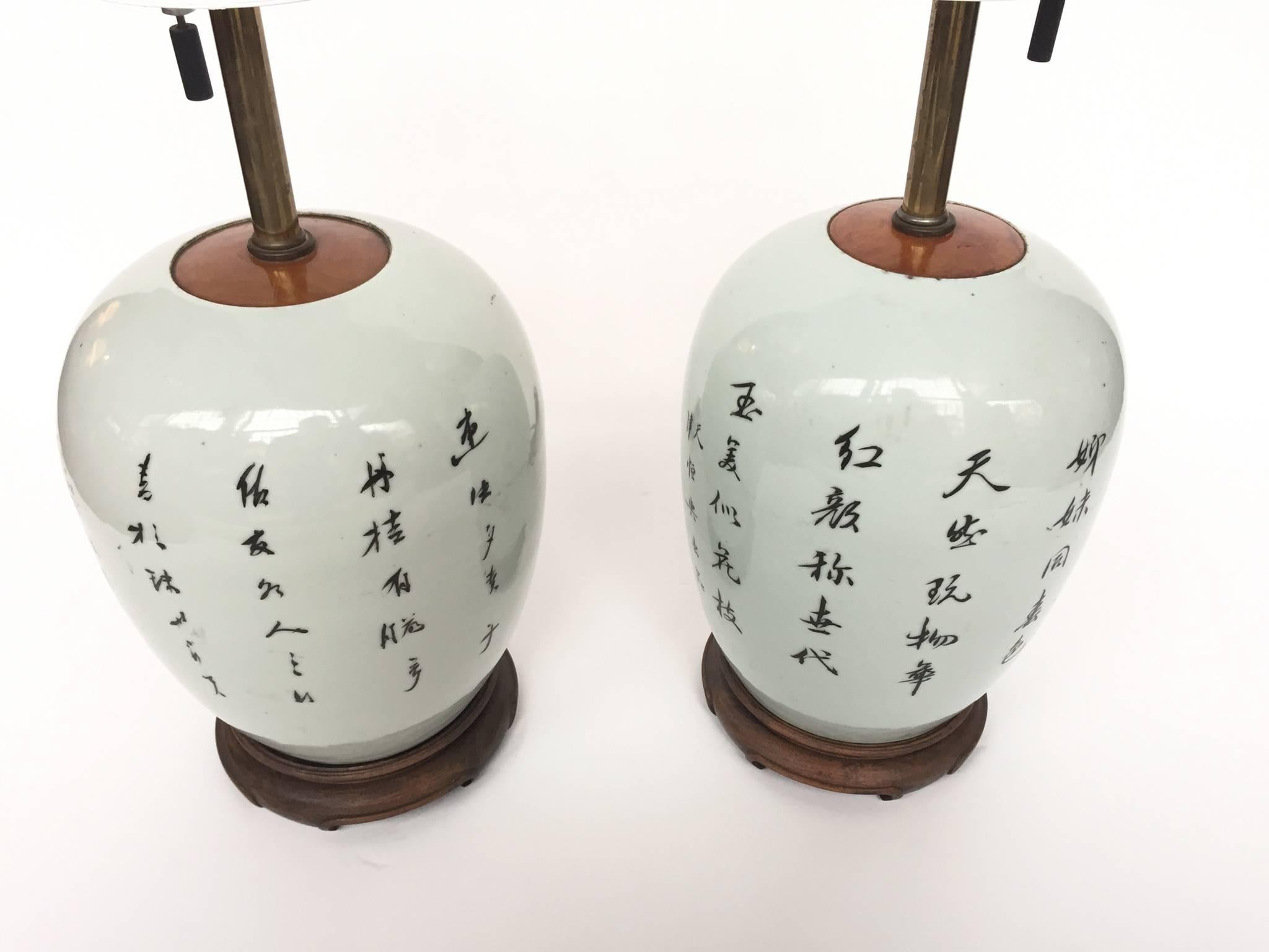 20th Century Chinese Porcelain Table Lamps, Pair 5