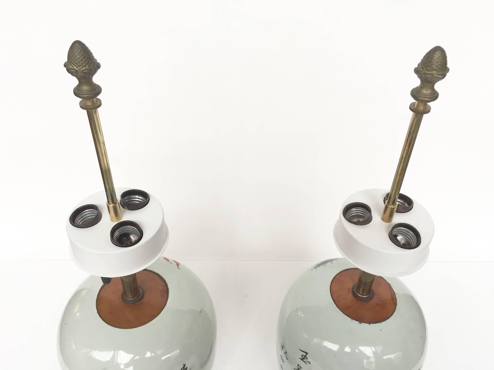 20th Century Chinese Porcelain Table Lamps, Pair 1