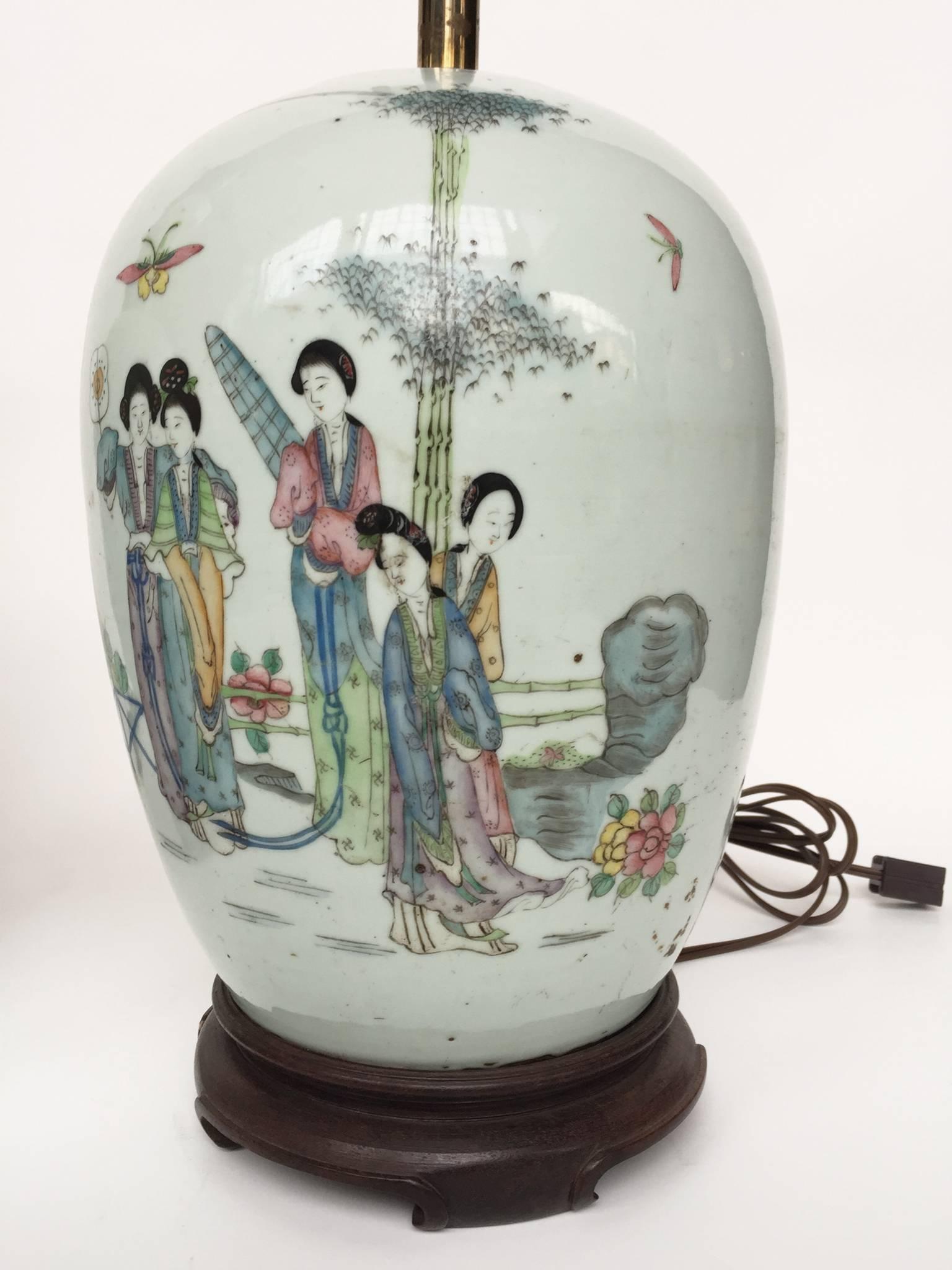 20th Century Chinese Porcelain Table Lamps, Pair 4