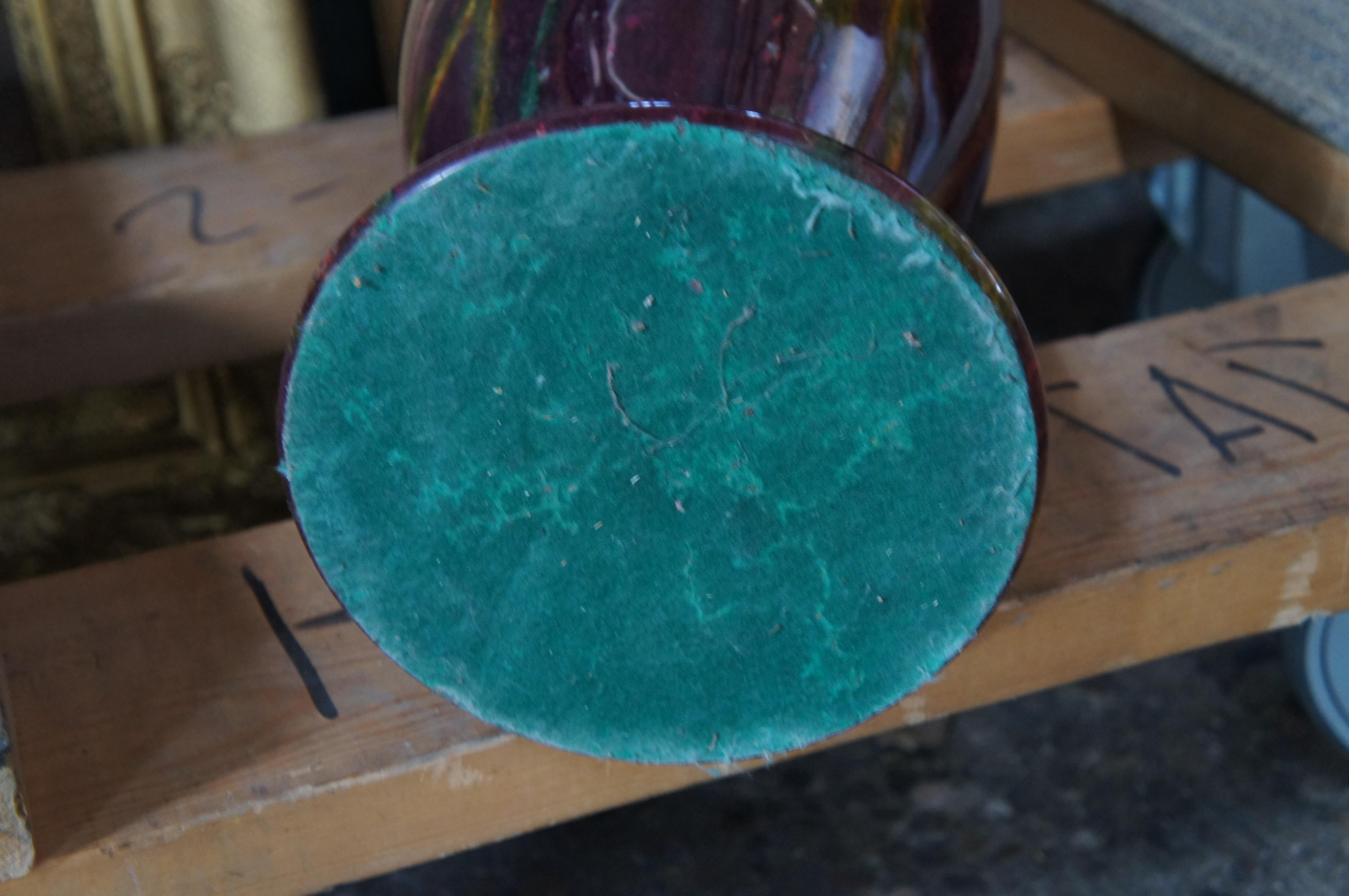 20th Century Chinese Purple Jade Carved & Polished Marble Flower Vase Urn 20