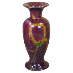 20th Century Chinese Purple Jade Carved & Polished Marble Flower Vase Urn 20"
