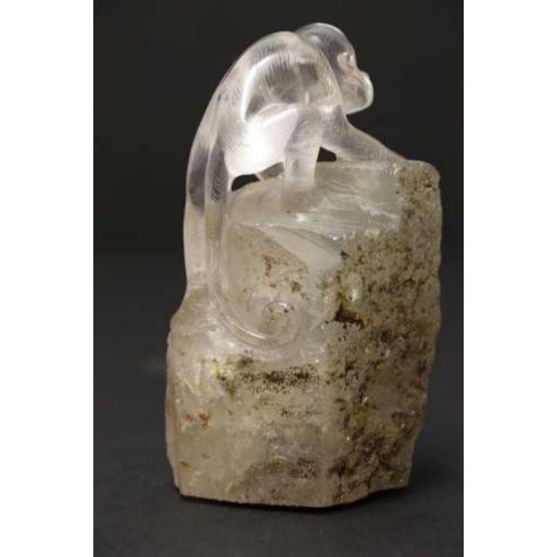 20th Century Chinese Quartz Rock Crystal Study of a Monkey, circa 1920 In Good Condition In Central England, GB