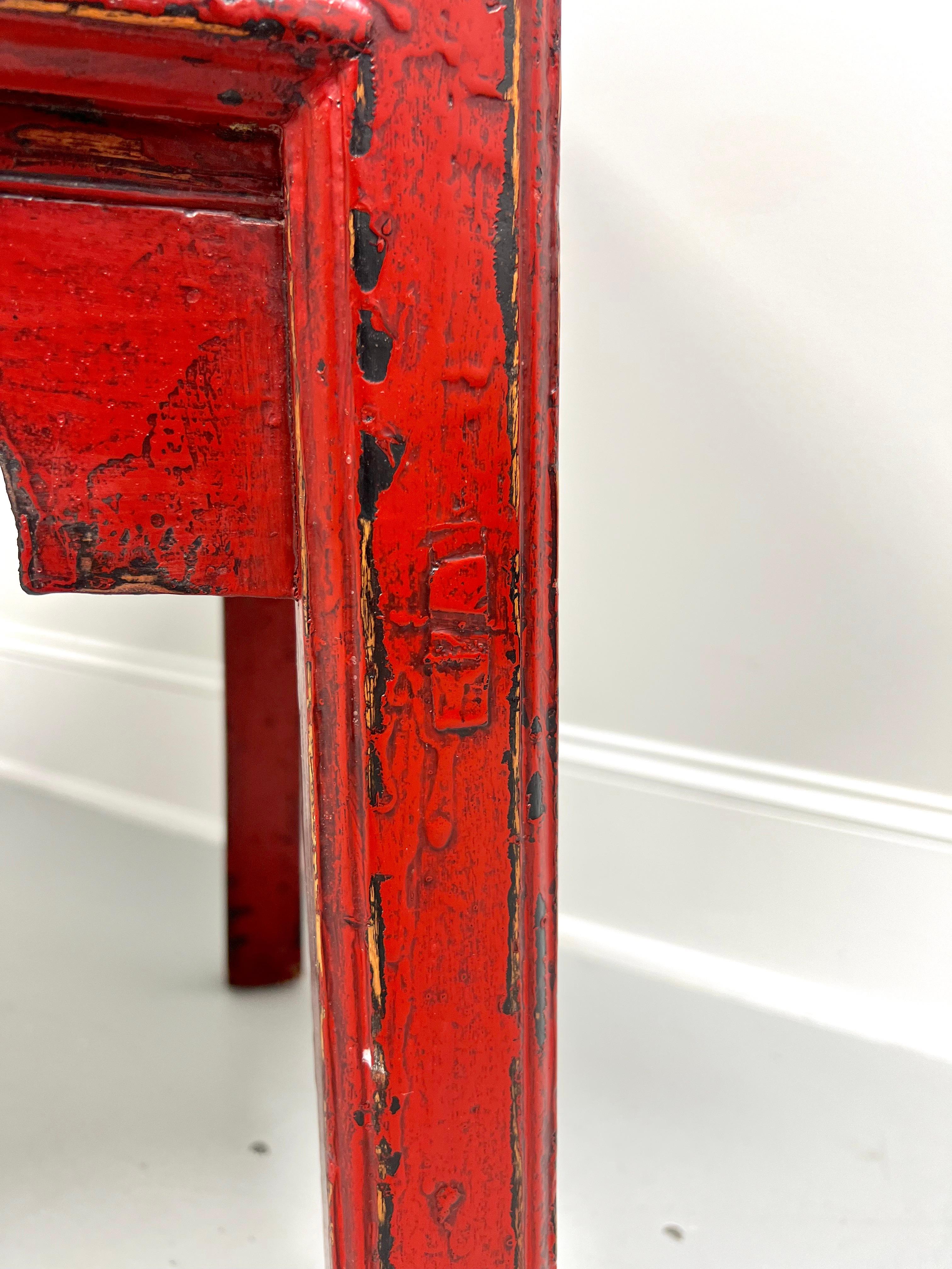 20th Century Chinese Red Painted Distressed Altar Table For Sale 5
