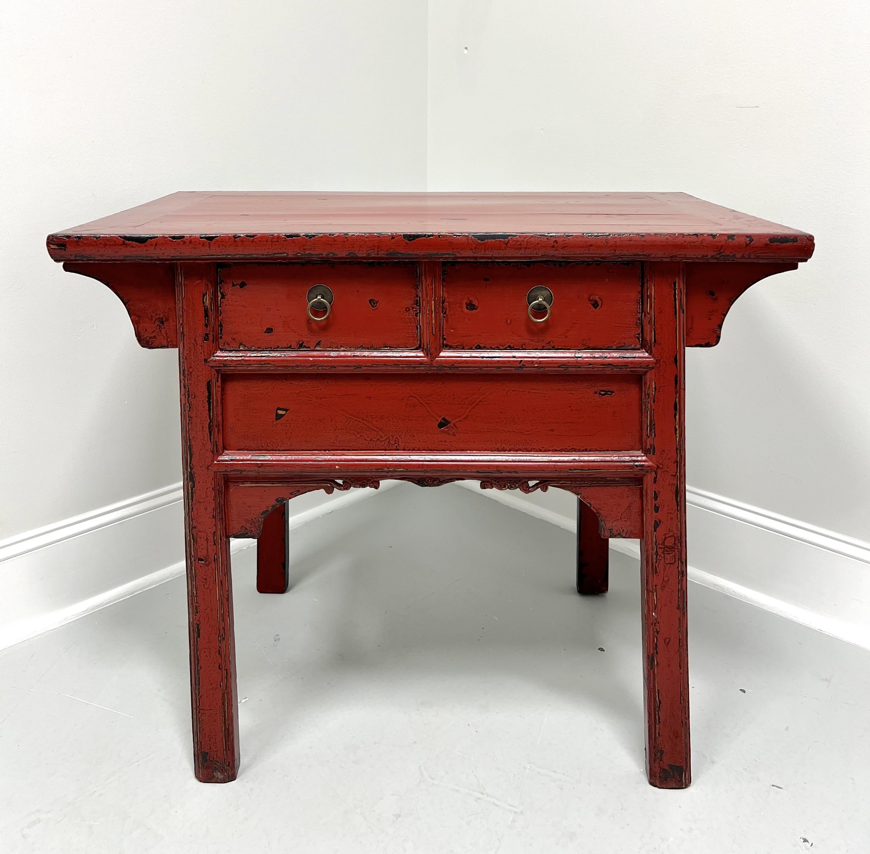 20th Century Chinese Red Painted Distressed Altar Table For Sale 7