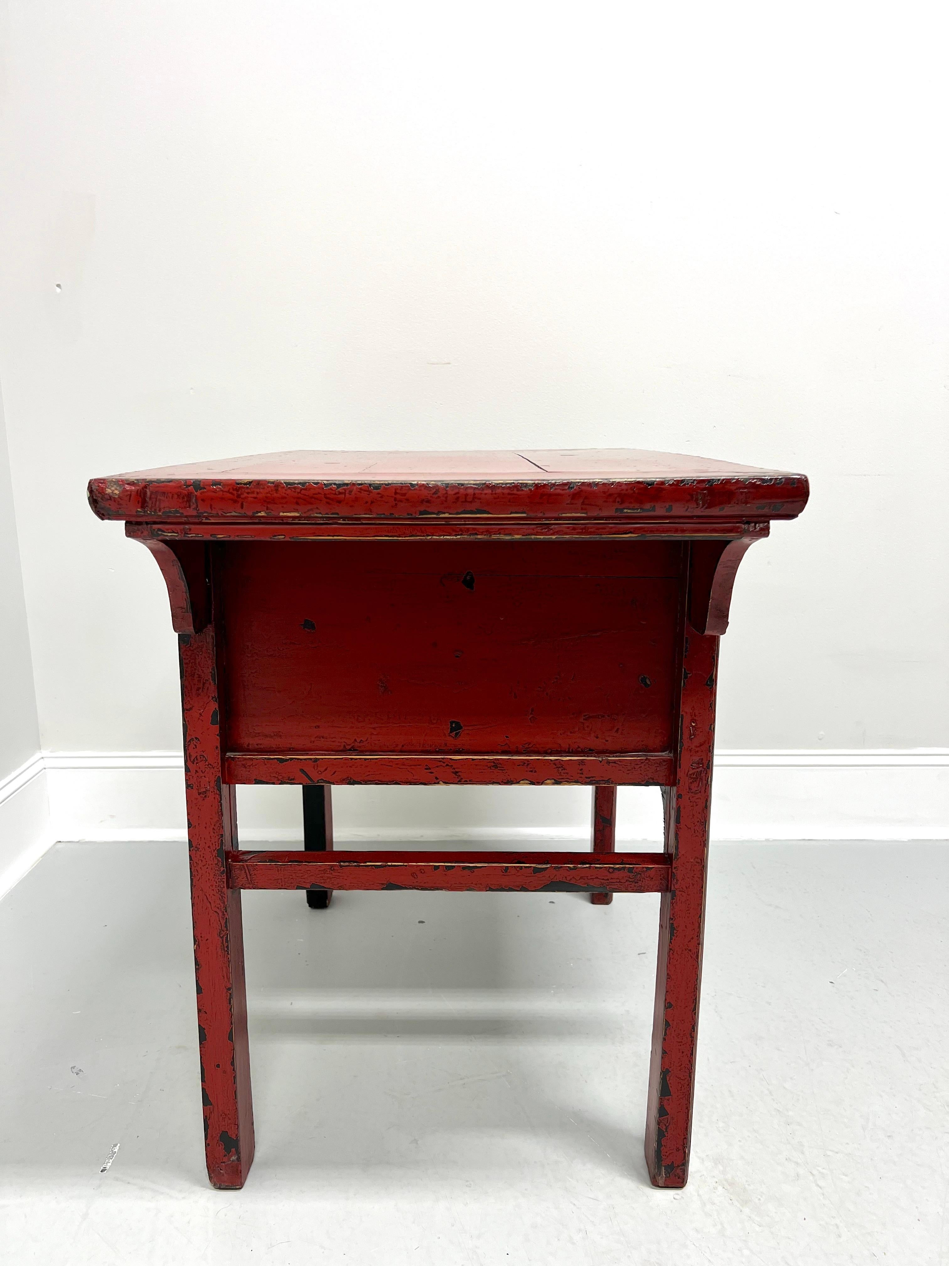 Chinese Export 20th Century Chinese Red Painted Distressed Altar Table For Sale