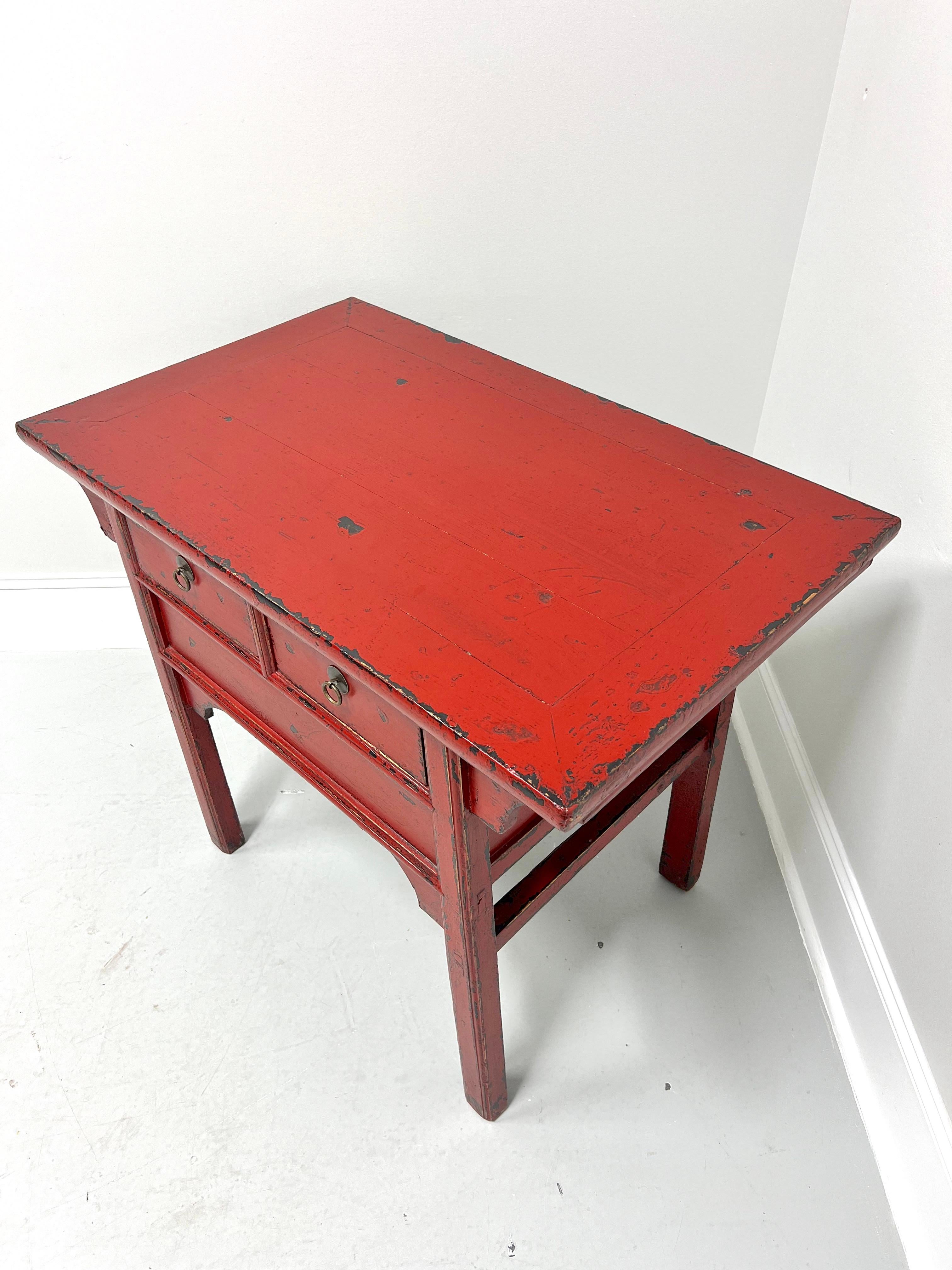 20th Century Chinese Red Painted Distressed Altar Table For Sale 1