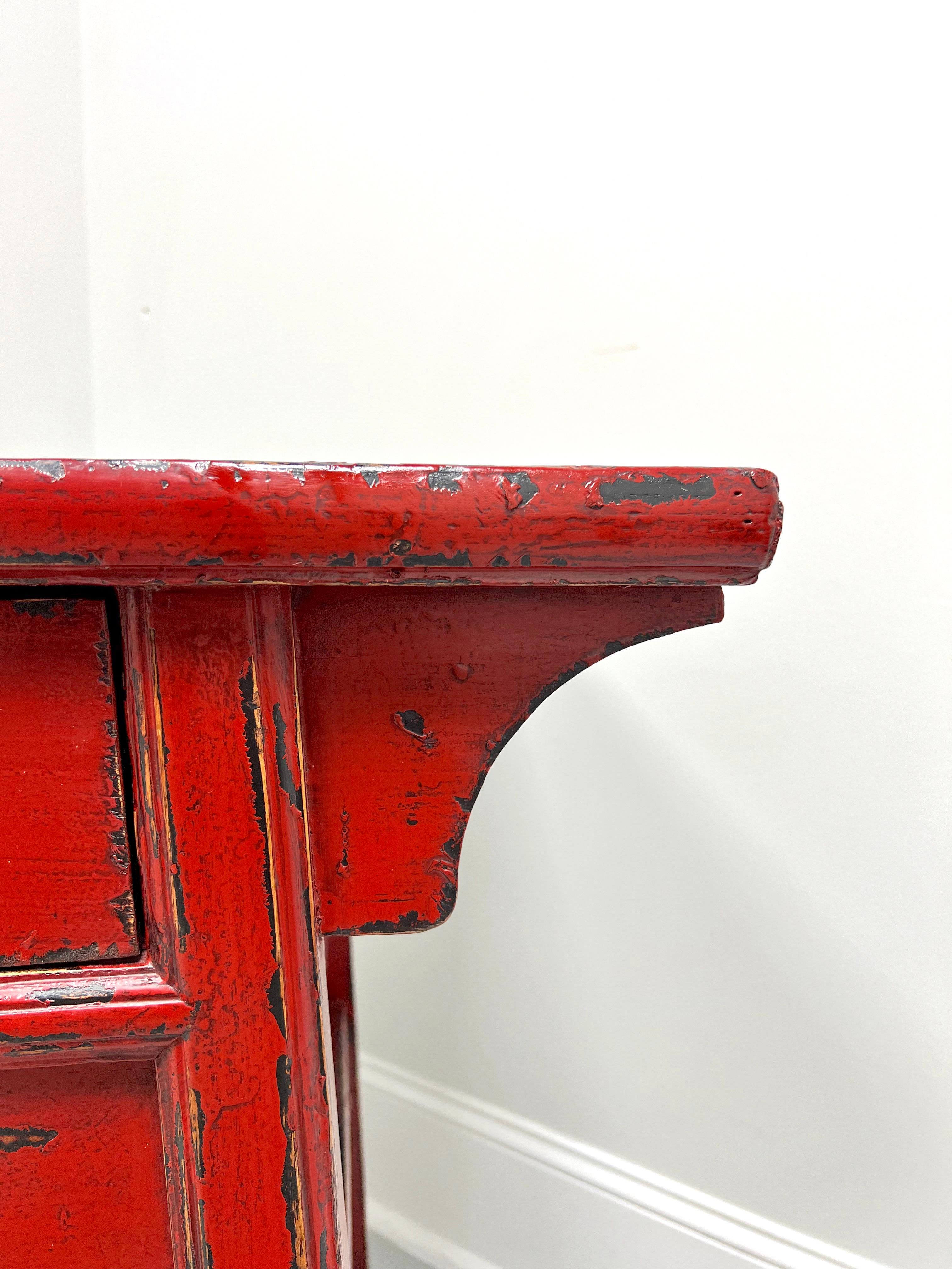 20th Century Chinese Red Painted Distressed Altar Table For Sale 3