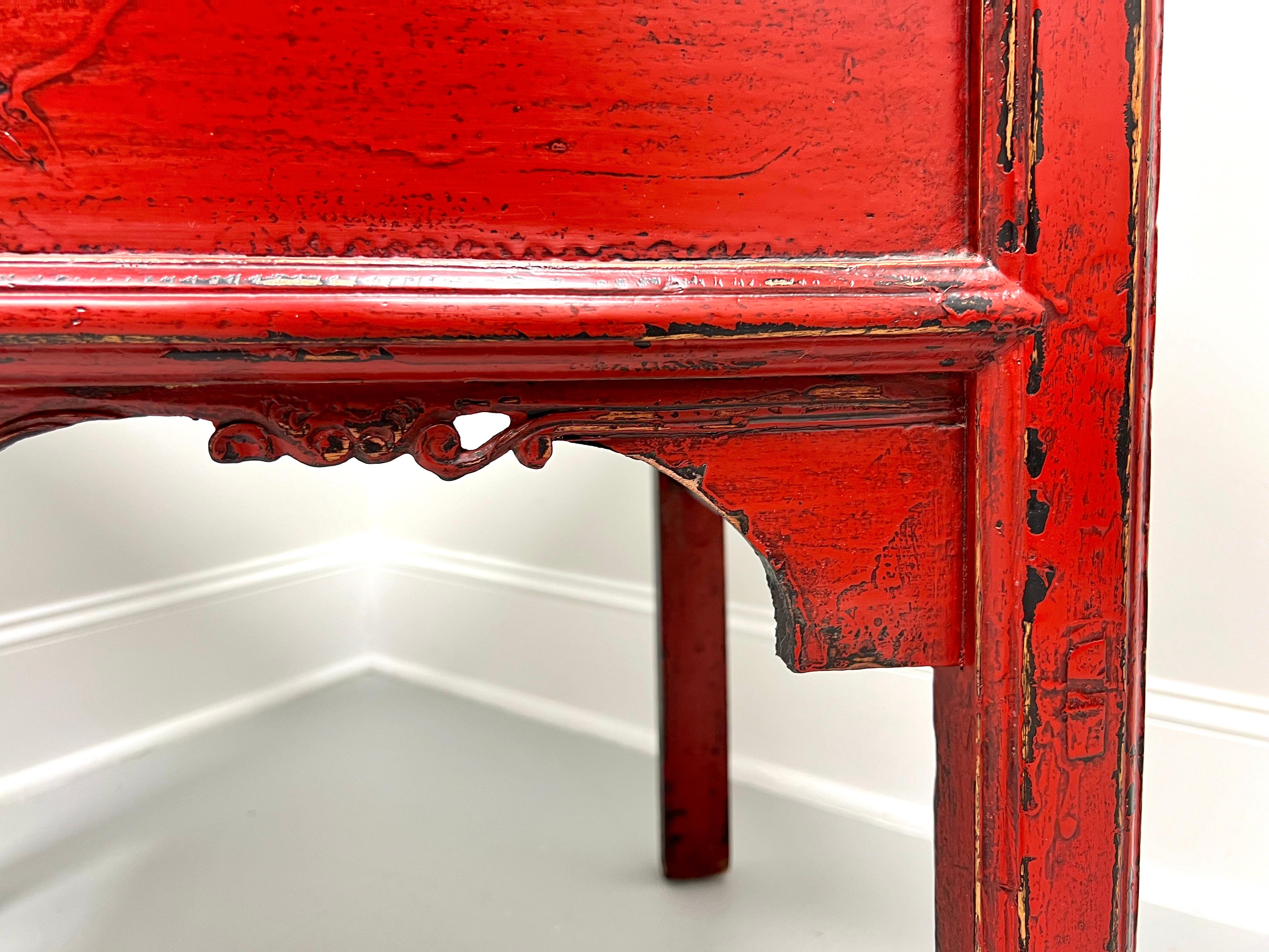 20th Century Chinese Red Painted Distressed Altar Table For Sale 4