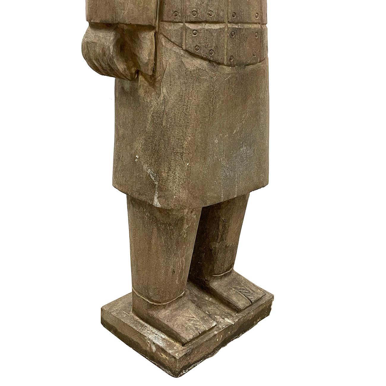 Chinese Export 20th Century Chinese Reproduction Stone Terra-Cotta Warrior
