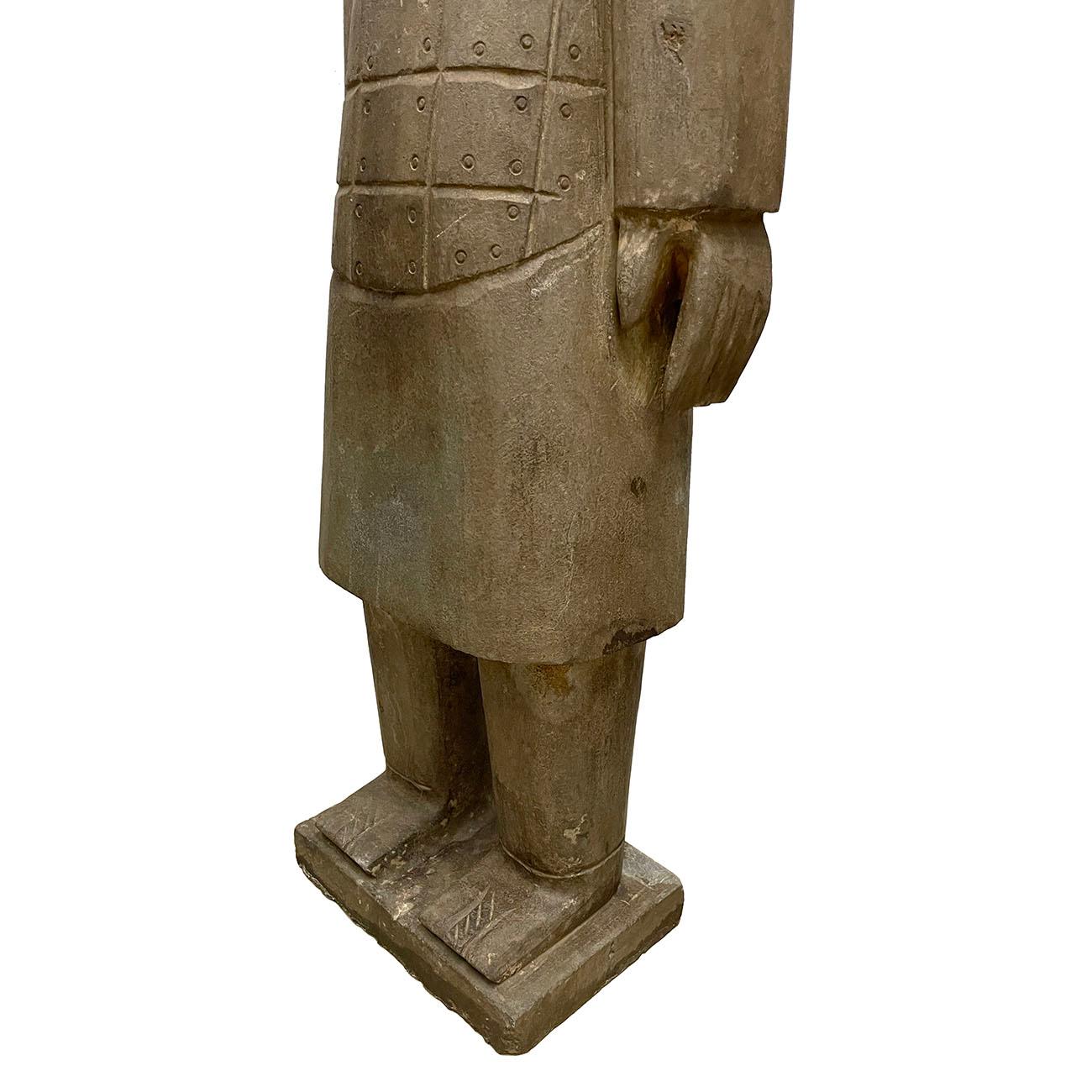 20th Century Chinese Reproduction Stone Terra-Cotta Warrior 1