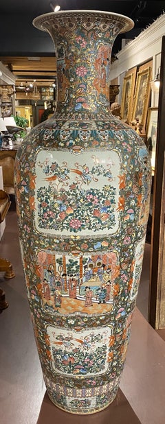 20th Century Chinese Rose Medallion Palace Vase of Monumental Size