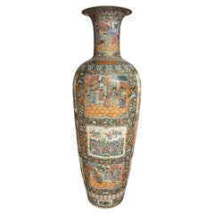 20th Century Chinese Rose Medallion Palace Vase of Monumental Size