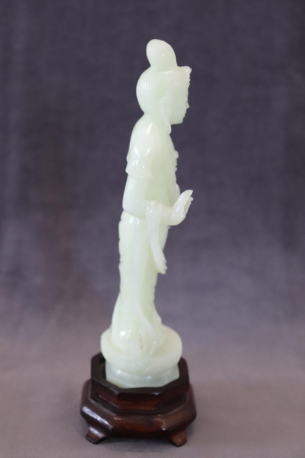 Mid-20th Century 20th Century Chinese Sculpture, Buddha in Carved Jade For Sale