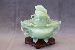 20th Century Chinese Sculpture, Censer in Carved Jade